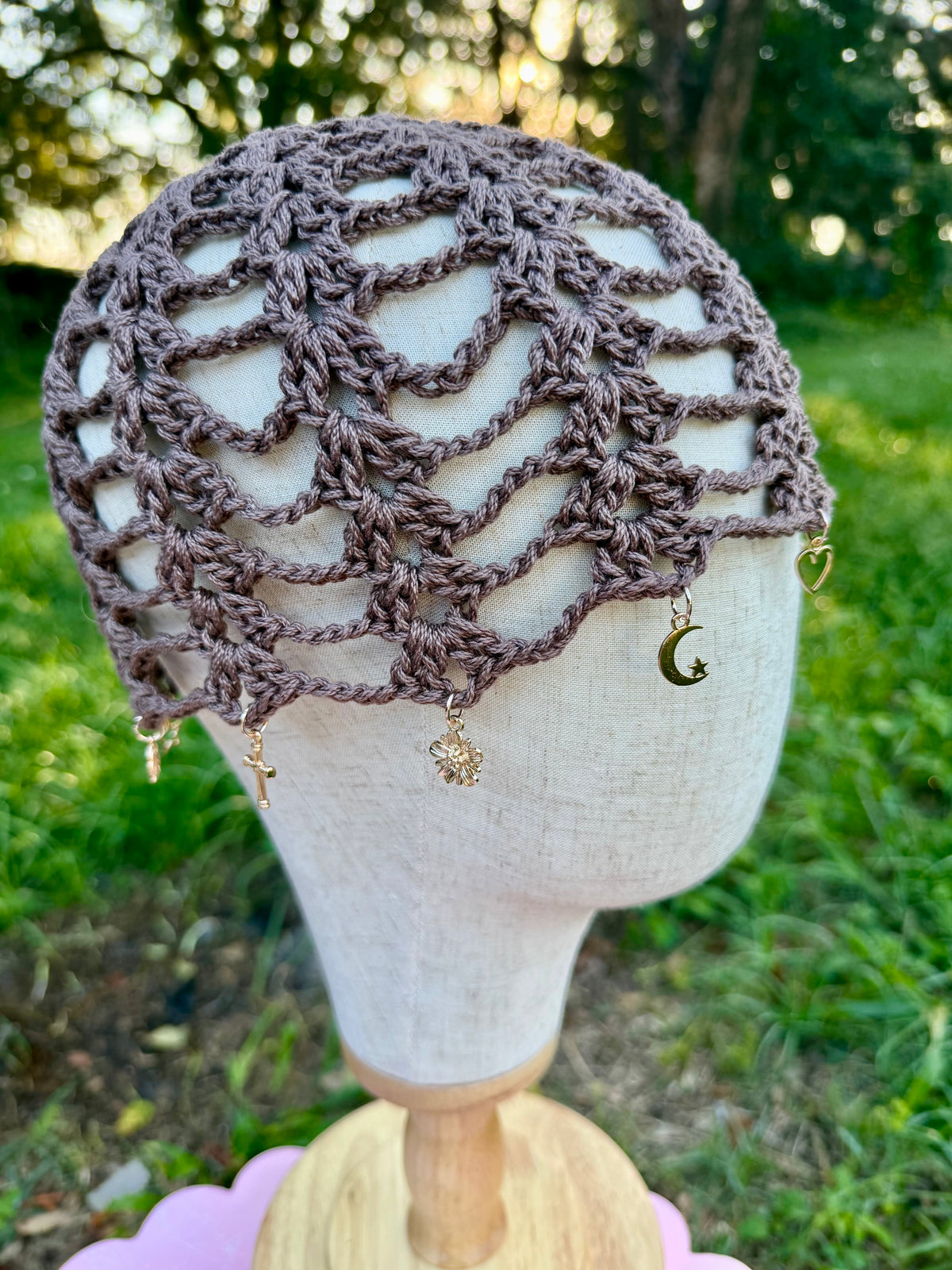 Brown Charm Me Lace Beanie