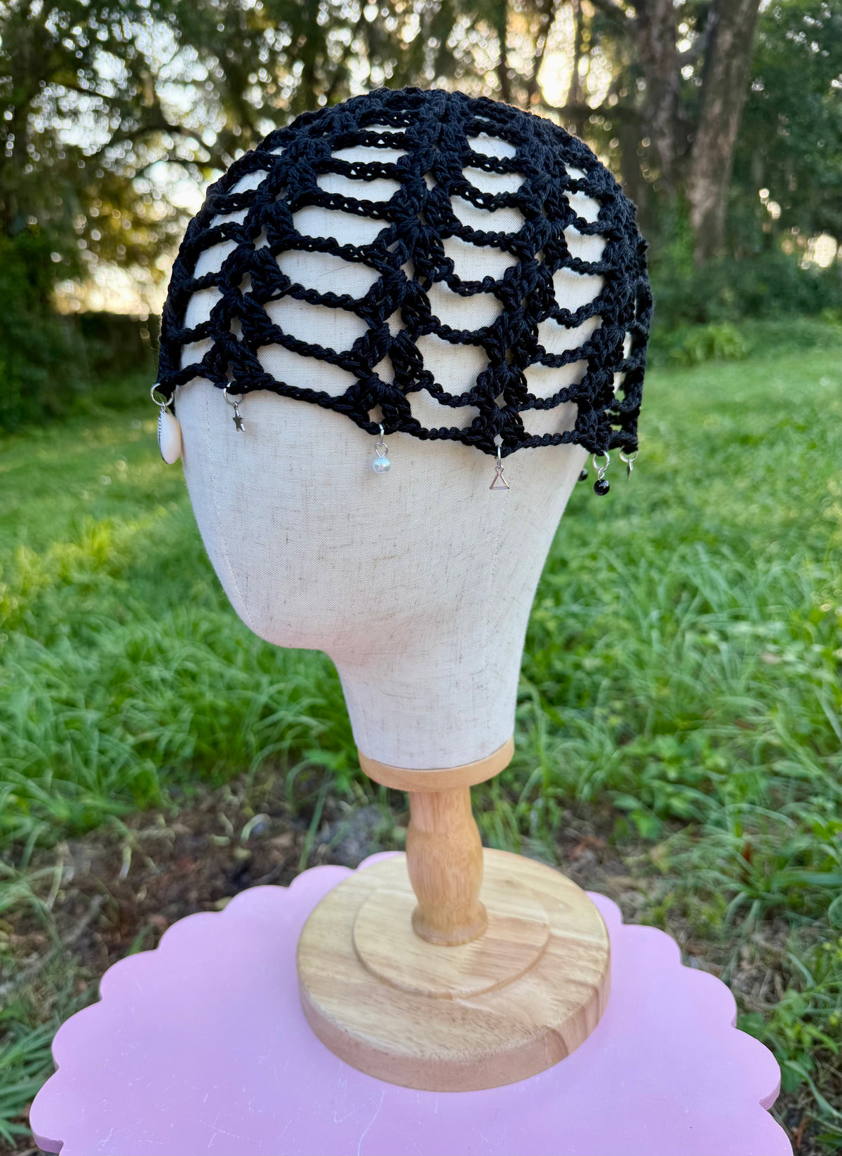 Black Charm Me Lace Beanie
