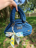 Denim Blue Kiss Lock Bag